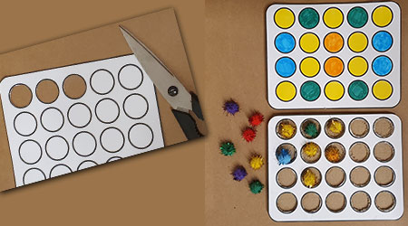 Montessori DIY Basteltipp "Pompon-Spiel"